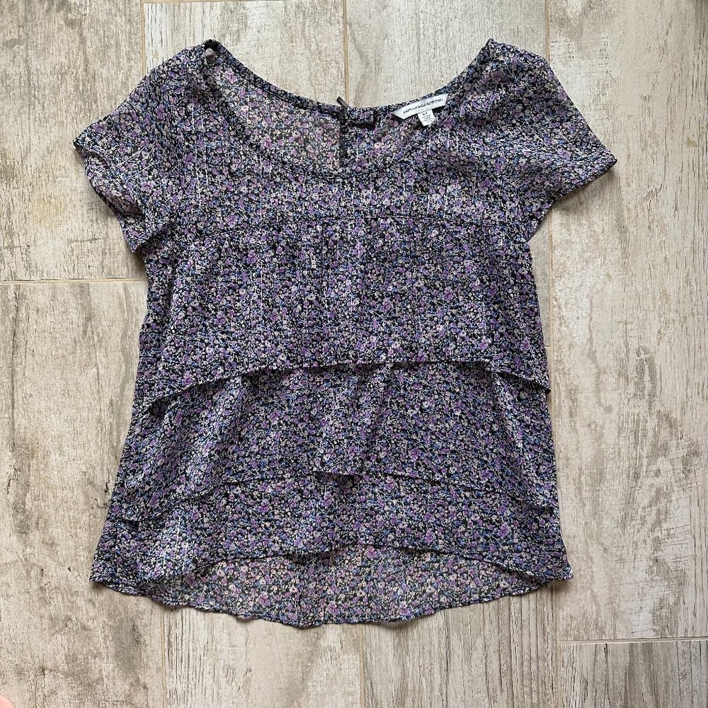American Eagle Sheer Ruffle Top